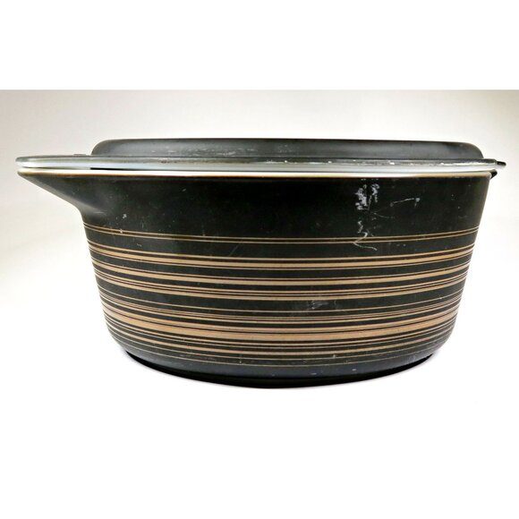 Pyrex 475-B Terra 2.5 Qt Casserole w/ Lid Matte Rings 1960s Vintage - Picture 4 of 8